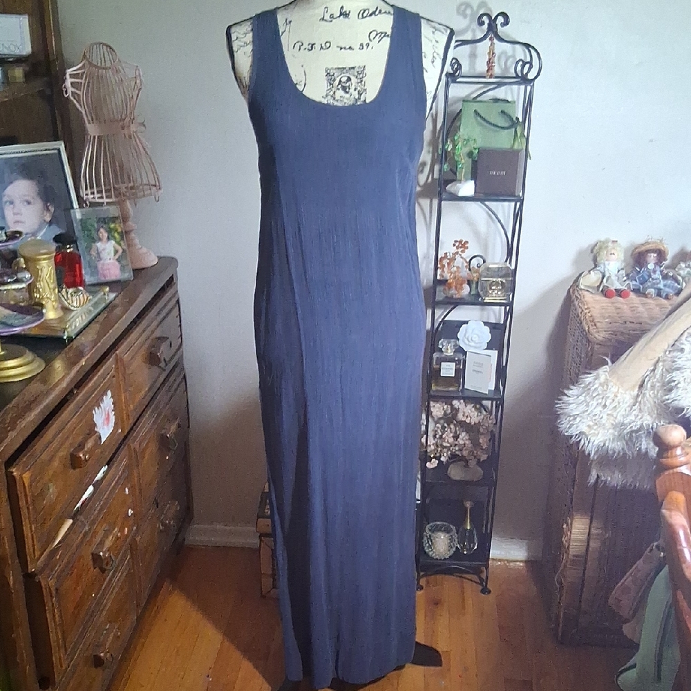 Banana Republic 100%  Silk Navy Blue Maxi Dress Size XS (HAS FLAWS)
